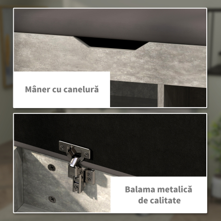  Banca pentru incaltaminte cu 3 Rafturi Deschise, Spatiu Ascuns si Perna Capitonata, 80x30x45 cm, Gri [5]