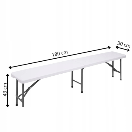 Banca pliabila, cu maner, HDPE si cadru metalic, 180x30x43 cm, alb/gri [4]