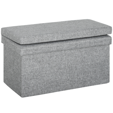 Living & hol -  Banca Pliabila cu Spatar si Compartiment de 77L, Acoperire din tesatura, 76x50x73 cm, Gri