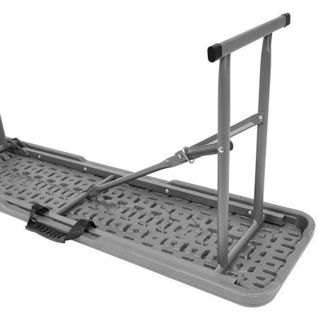 Banca pliabila, imitatie lemn, HDPE si otel, 183x28x43 cm, gri inchis [6]