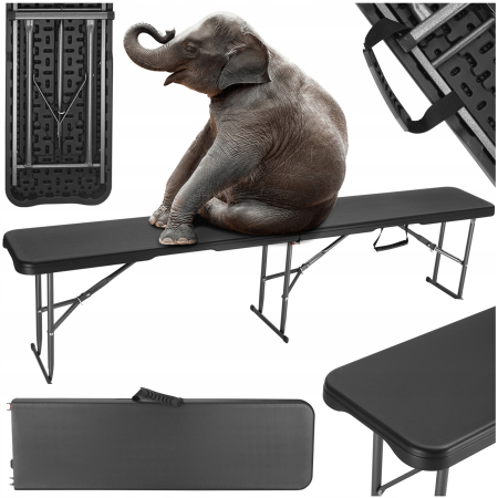 Banca pliabila pentru gradina sau catering, HDPDE, 180x28x43cm, negru [1]