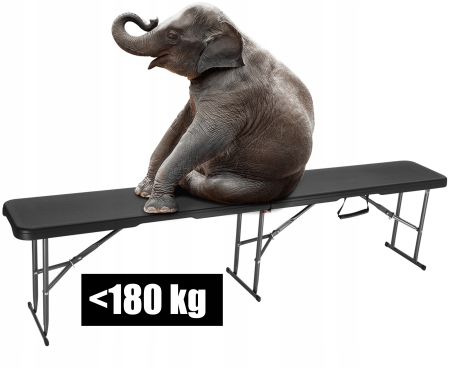 Banca pliabila pentru gradina sau catering, HDPDE, 180x28x43cm, negru [6]