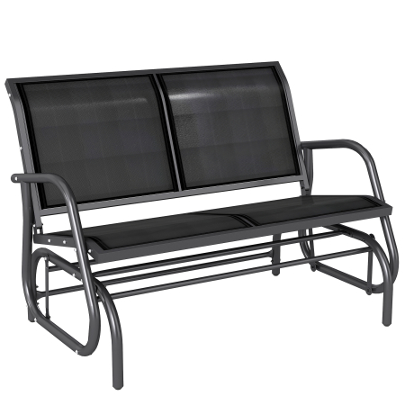 Mobilier gradina si terasa -  Banca Tip Leagan 2 Locuri din Metal, Negru, 123x70x87 cm