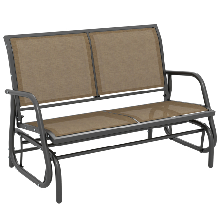 Mobilier gradina si terasa -  Banca Tip Leagan 2 Locuri din Metal, Negru, 123x70x87 cm