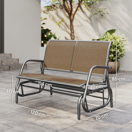  Banca Tip Leagan 2 Locuri din Metal, Negru, 123x70x87 cm [2]