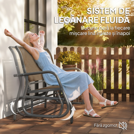  Banca Tip Leagan 2 Locuri din Metal, Negru, 123x70x87 cm [3]