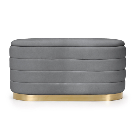 Bancheta tip puf cu depozitare, tapiterie velur, 80x42x42 cm, gri [8]