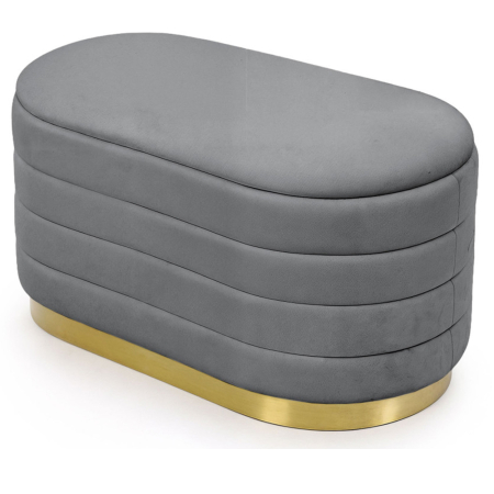 Living & hol - Bancheta tip puf cu depozitare, tapiterie velur, 80x42x42 cm, gri