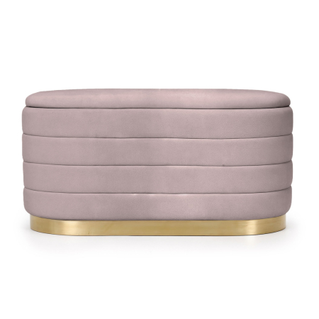 Bancheta tip puf cu depozitare, tapiterie velur, 80x42x42 cm, roz pudrat [8]