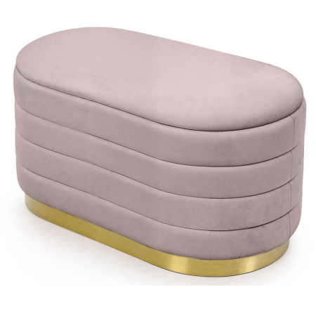 Living & hol - Bancheta tip puf cu depozitare, tapiterie velur, 80x42x42 cm, roz pudrat