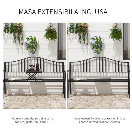  Bancuta de Gradina In Fier Forjat cu Dungi Negru [3]