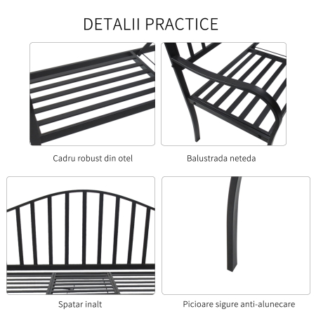  Bancuta de Gradina In Fier Forjat cu Dungi Negru [4]