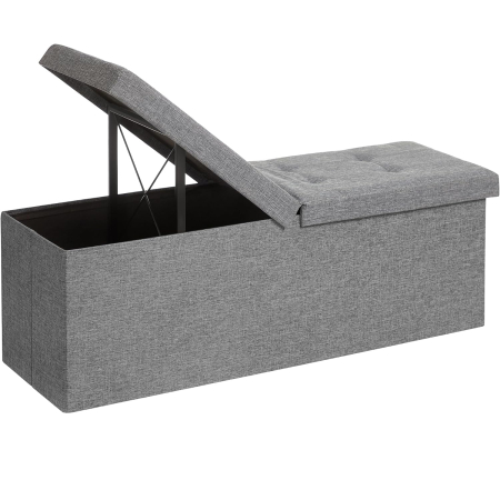 Living & hol - Bancuta pliabila cu capac si spatiu de depozitare, 120 litri, textil tip in, 110x38x38 cm, gri