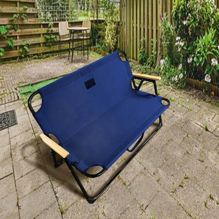 Bancuta pliabila dubla pentru terasa si gradina, structura metalica, 109x64x67 cm, albastru [5]