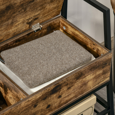  Bancuta Suport de pantofi din Lemn cu Economisire de Spatiu Stil Industrial 90x37x60cm [7]