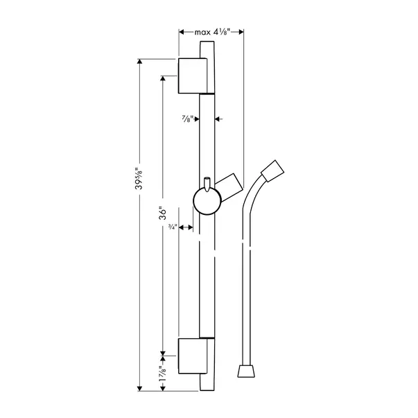 Bara cu furtun de dus Hansgrohe Unica S Puro 90 cm negru - crom periat [2]