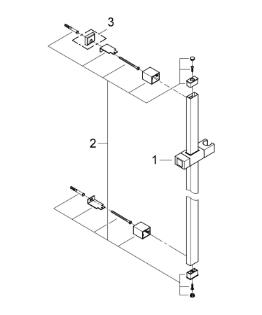 Bara de dus Grohe 27841000, dus Euphoria Cube, montaj pe perete, suport para dus incorporat, universal, crom [4]