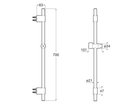 Bara de dus Roca A5B0709NM0, dus Sensum, montaj pe perete, suport para dus incorporat, universal, negru [1]