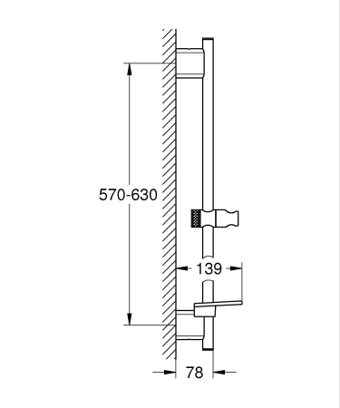 Bara dus Grohe 26602A00, SmartActive, aparenta, 630 mm, etajera, lucios, grafit [3]