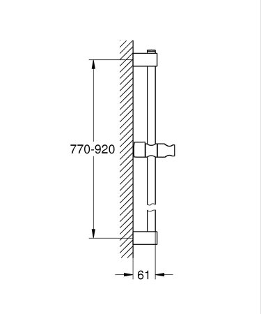 Bara dus Grohe 275242431, 900 mm, 70 mm, universal, pe perete, plastic, metal, suport para dus incorporat, Negru [6]