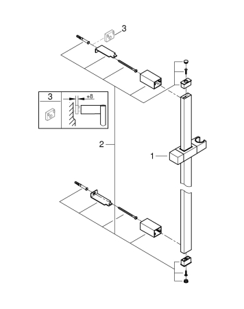 Bara dus Grohe 27892000, 620 mm, 73 mm, universal, suport dus reglabil, pe perete, plastic, metal, Crom [5]