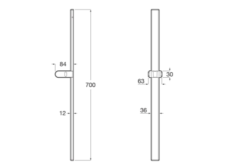 Bara dus Roca A5B07S1B00, 700 mm, 84 mm, universal, suport dus reglabil, pe perete, metal, abs, bara de dus, Alb [1]