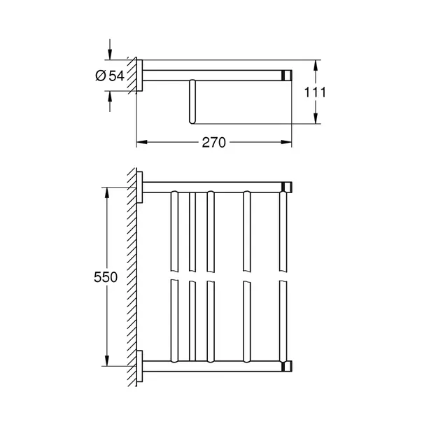 Bara portprosop cu suport Grohe Essentials 60 cm crom lucios [2]