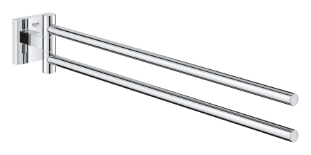 Accesorii baie - Bara prosop dubla Grohe 40976000, 438 mm, 69 mm, 2 orificii instalare, 2 rafturi, pivotanta, pe perete, Crom