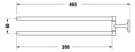 Bara prosop Duravit 0099411000, Starck T, tip instalare pe perete, numar orificii instalare 2, numar rafturi 2, crom [7]