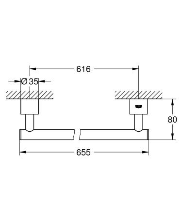 Bara prosop Grohe 40309AL3, Atrio, 600 mm, pe perete, metal, mat, grafit [1]
