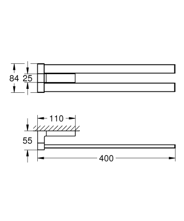 Bara prosop Grohe 40768000, Suport prosop Selection Cube, tip instalare pe perete, numar orificii instalare 2, crom [3]