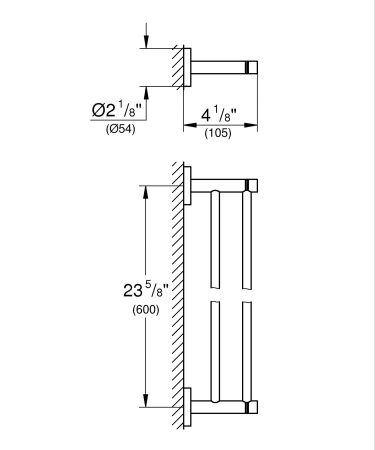 Bara prosop Grohe 40802DC1, Essentials, pe perete, 654 mm, metal, mat, otel satinat [2]