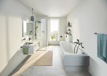 Bara prosop Grohe 410892430, 600 mm, 60 mm, 2 orificii instalare, 1 rafturi, pe perete, metal, Negru [3]