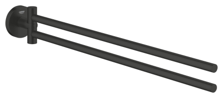 Accesorii baie - Bara prosop Grohe 411832430, 439 mm, 61 mm, 2 orificii instalare, 2 rafturi, pivotanta, pe perete, Negru