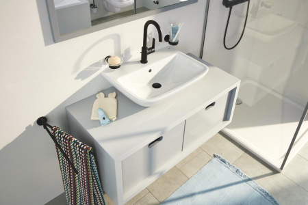 Bara prosop Grohe 411832430, 439 mm, 61 mm, 2 orificii instalare, 2 rafturi, pivotanta, pe perete, Negru [6]