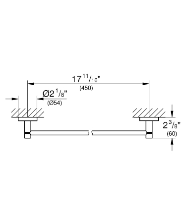 Bara prosop Grohe 41197DC0, Start, pe perete, 450 mm, metal, mat, otel satinat [2]