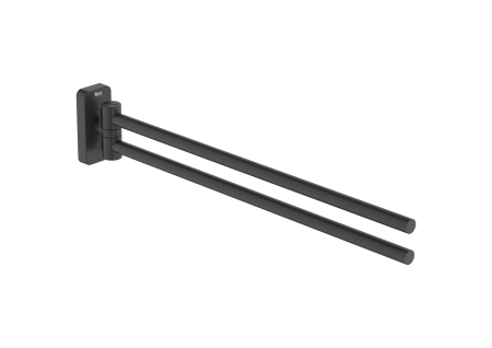 Accesorii baie - Bara prosop Roca A817727NB0, 366 mm, 41 mm, 2 orificii instalare, 2 rafturi, pivotanta, pe perete, Negru