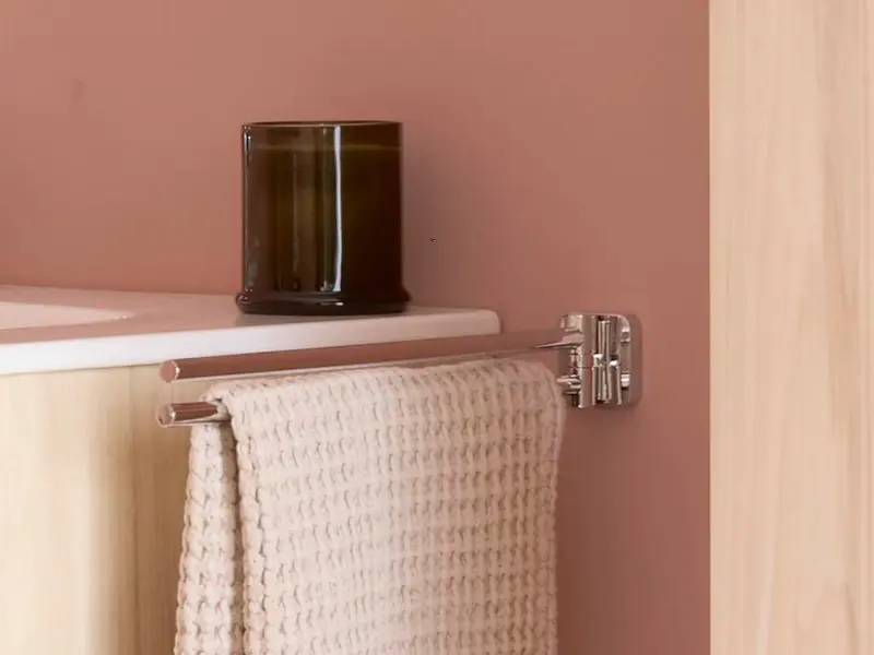 Bara prosop Roca A817885C00, 373 mm, 52 mm, 2 orificii instalare, 2 rafturi, pivotanta, pe perete, Crom [2]