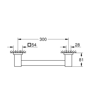 Bara sustinere Grohe 410942430, 354 mm, 81 mm, 2 orificii instalare, pe perete, metal, elemente fixare ascunse, Negru [4]