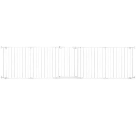 Bariera de protectie pentru copii, 318x75 cm, alba – 5 panouri, poarta cu blocare, montaj pe perete [12]