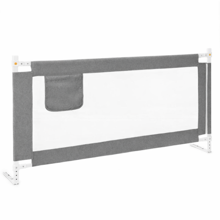 Dormitor & birou - Bariera siguranta pat copii reglabila inaltime 75-95 cm, 158 cm latime, plasa respirabila, gri