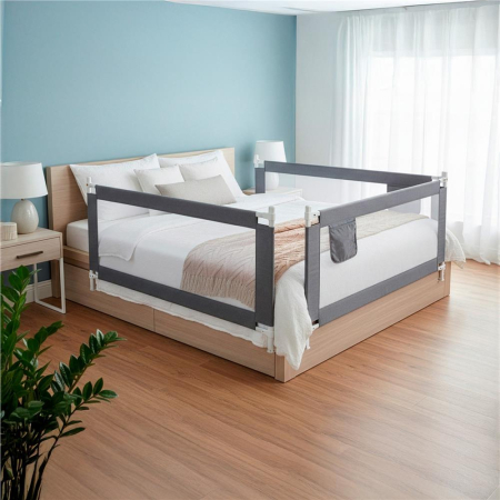 Bariera siguranta pat copii reglabila inaltime 75-95 cm, 158 cm latime, plasa respirabila, gri [6]