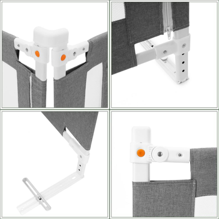 Bariera siguranta pat copii reglabila inaltime 75-95 cm, 158 cm latime, plasa respirabila, gri [17]
