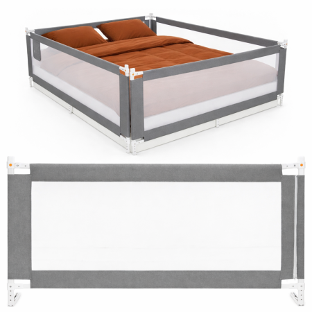 Bariera siguranta pat copii reglabila inaltime 75-95 cm, 158 cm latime, plasa respirabila, gri [4]