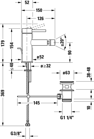 Baterie bideu Duravit CE2400001010, Circle, tip comanda monocomanda, marime m, tip instalare pe bideu, crom [2]