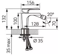 Baterie bideu FDesign Brina FD1-BRN-6-11, 3/8'', marimea M, monocomanda, ventil cu tija, crom [1]