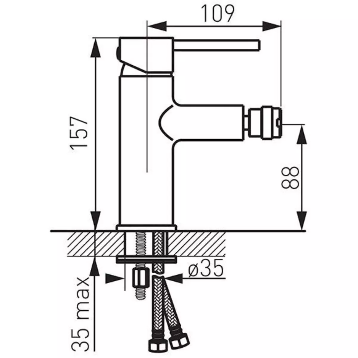 Baterie bideu Fdesign Flusso, M, 157 mm, ventil, lucios, auriu, FD1-FLS-6-55 [1]