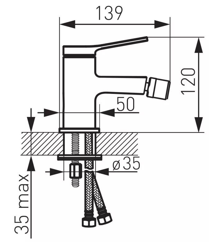 Baterie bideu FDesign Seppia FD1-SPA-6-22, 3/8'', marimea S, monocomanda, aerator, ventil, mat, negru [1]