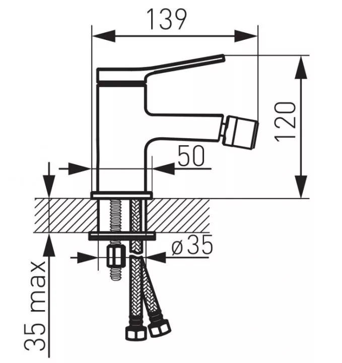 Baterie bideu FDesign Seppia FD1-SPA-6-25, 3/8'', marimea S, monocomanda, aerator, ventil, mat, negru / cupru [1]