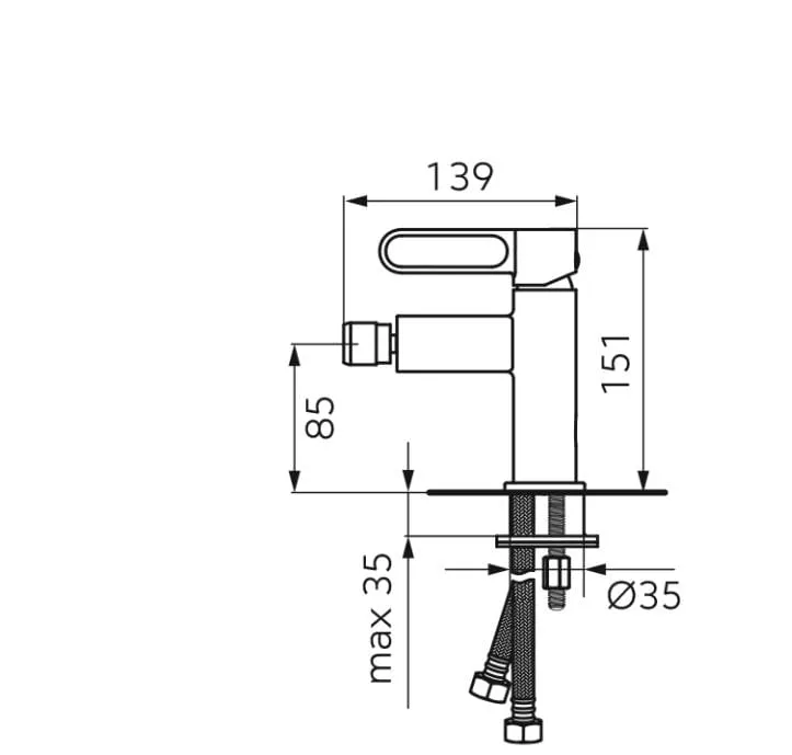 Baterie bideu FDesign Zaffiro FD1-ZFR-6-22, 3/8'', marimea M, monocomanda, aerator, ventil, mat, negru [1]